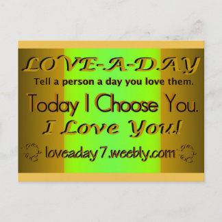 Love A Day Postcard-Green/Dark Yellow Briefkaart