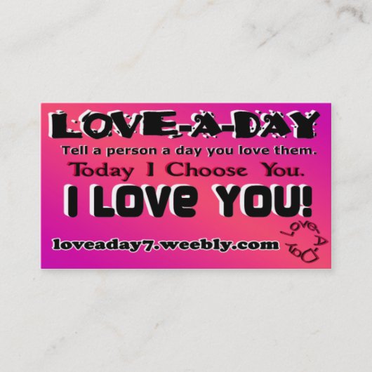 Love A Day Visitekaartje (Voorkant)