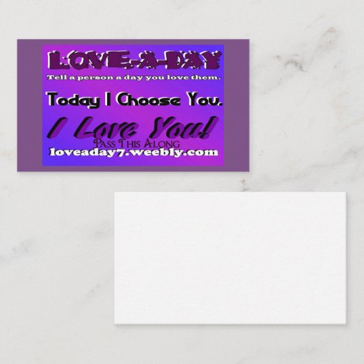 Love-a-Day Visitekaartjes (Voorkant / Achterkant)