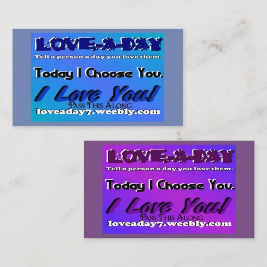 Love-a-Day Visitekaartjes (Voorkant / Achterkant)