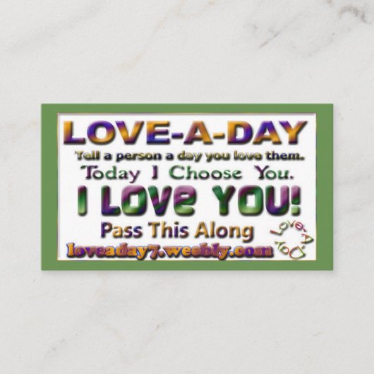 Love-a-Day Visitekaartjes (Voorkant)