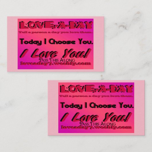 Love-a-Day Visitekaartjes (Voorkant / Achterkant)