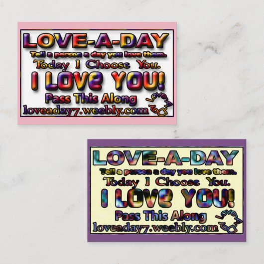 Love-a-Day Visitekaartjes (Voorkant / Achterkant)