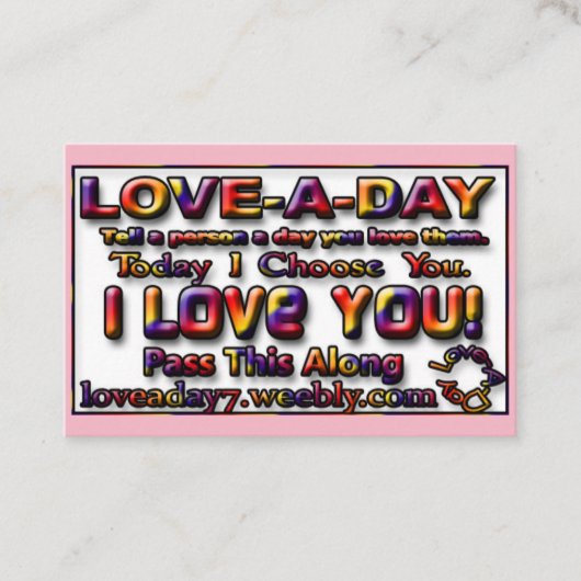 Love-a-Day Visitekaartjes (Voorkant)