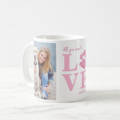 Love & a Dog Custom Pet Foto Roze Valentijnsdag Koffiemok (Voorkant links)