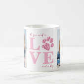 Love & a Dog Custom Pet Foto Roze Valentijnsdag Koffiemok (Center)