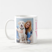 Love & a Dog Custom Pet Foto Roze Valentijnsdag Koffiemok (Links)