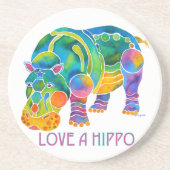 Love A HIPPO Zandsteen Onderzetter (Voorkant)