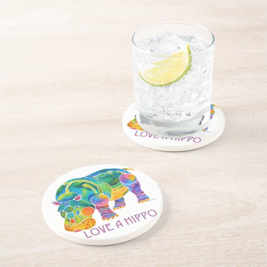 Love A HIPPO Zandsteen Onderzetter (Zijkant)