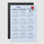Love a Nurse 2026 Calendar Magnetic Card (Voorkant / Achterkant)