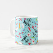 Love A Nurse Art Turquoise Blue Name Persoonlijk Koffiemok (Voorkant links)