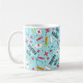 Love A Nurse Art Turquoise Blue Name Persoonlijk Koffiemok (Links)