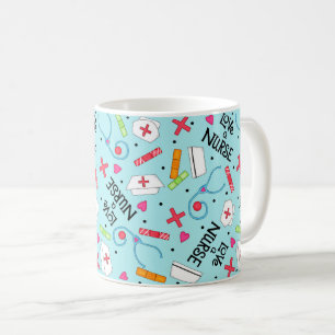 Love A Nurse Art Turquoise Blue with Nurse Design Koffiemok