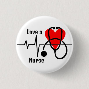 Love a Nurse Heart & Stethoscoop Ontwerp Ronde Button 3,2 Cm