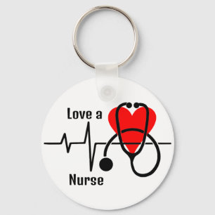 Love a Nurse Heart & Stethoscoop Ontwerp Sleutelhanger
