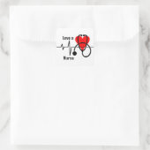 Love a Nurse Heart & Stethoscoop Ontwerp Vierkante Sticker (Tas)