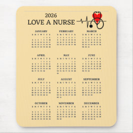 Love a Nurse Heart Stethoscope 2026 Calendar Muismat