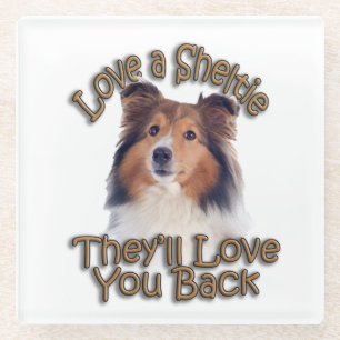 Love A Sheltie Glazen Onderzetter
