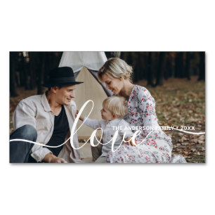 'Love' Aangepaste familiefoto met aangepaste naam Magnetisch Visitekaartje