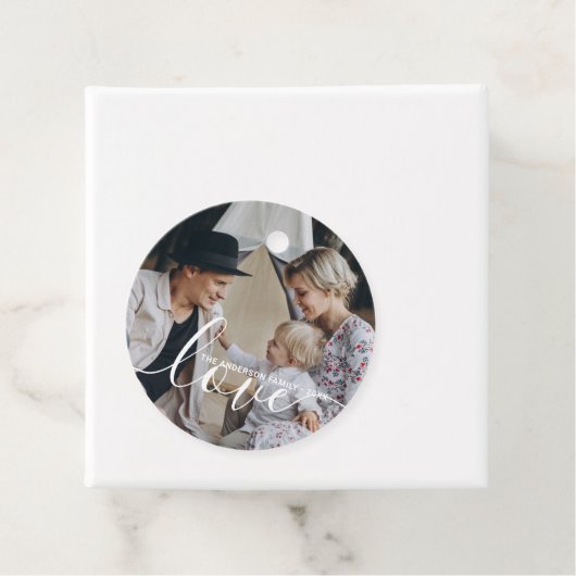 'Love' Aangepaste familiefoto met eigen naam Bedankjes Labels (In situ)