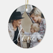 'Love' Aangepaste familiefoto met eigen naam Keramisch Ornament (Links)