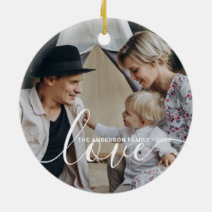 'Love' Aangepaste familiefoto met eigen naam Keramisch Ornament