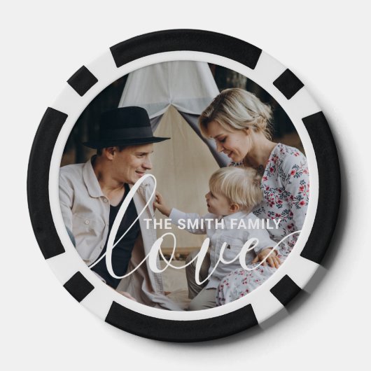 'Love' Aangepaste familiefoto met eigen naam Poker Chips (Achterkant)