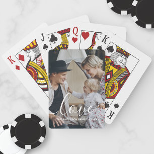 'Love' Aangepaste familiefoto met eigen naam Pokerkaarten