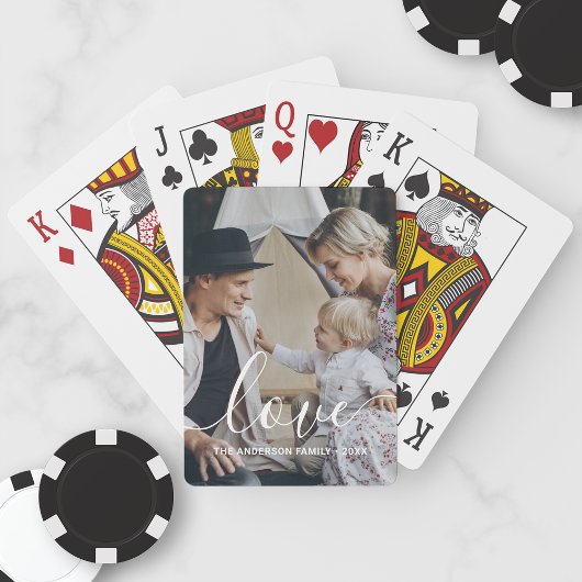 'Love' Aangepaste familiefoto met eigen naam Pokerkaarten