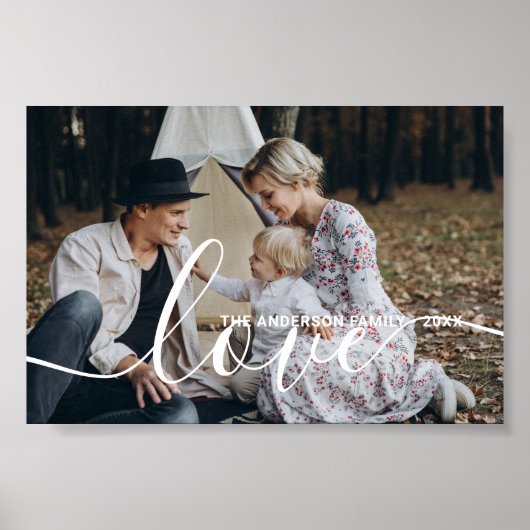 'Love' Aangepaste familiefoto met eigen naam Poster (Voorkant)