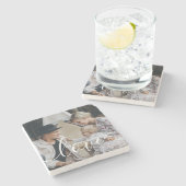 'Love' Aangepaste familiefoto met eigen naam Stenen Onderzetter (Zijkant)