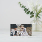 'Love' Aangepaste familiefoto met eigen naam Visitekaartje (Staand voorkant)
