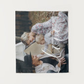 'Love' Aangepaste familiefoto met eigen naam Wandkleed (Voorkant)
