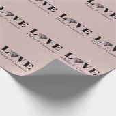 LOVE aangepaste foto op Stusty Pink Cadeaupapier (Hoek)