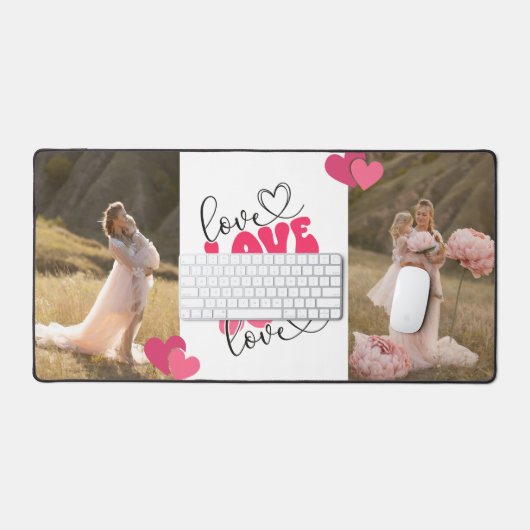 LOVE Aangepaste Foto's Harten Valentijnsdag Bureaumat (Keyboard & Muis)