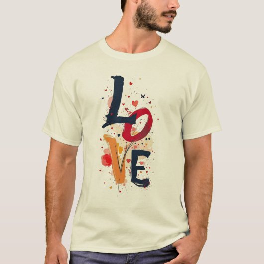 LOVE Abstract Paint Typography T-Shirt – Artistic (Voorkant)