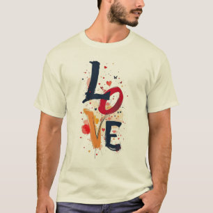LOVE Abstract Schilderen Typografie T-Shirt – Arti