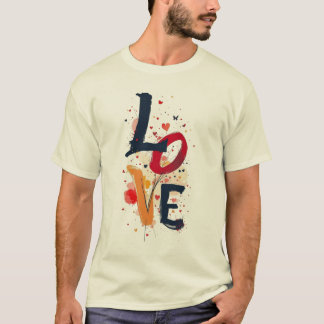 LOVE Abstract Schilderen Typografie T-Shirt – Arti
