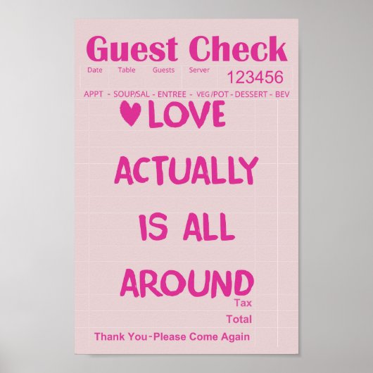 Love Actually Is All Around Guest Check Poster (Voorkant)
