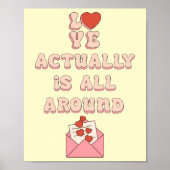Love Actually Is All Around Retro Quote Esthetiek Poster (Voorkant)