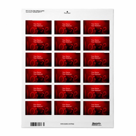 Love Address Label (Full Sheet)