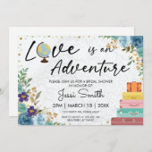 Love Adventure Suitcase Blue Floral Vrijgezellenfe Kaart (Voorkant / Achterkant)