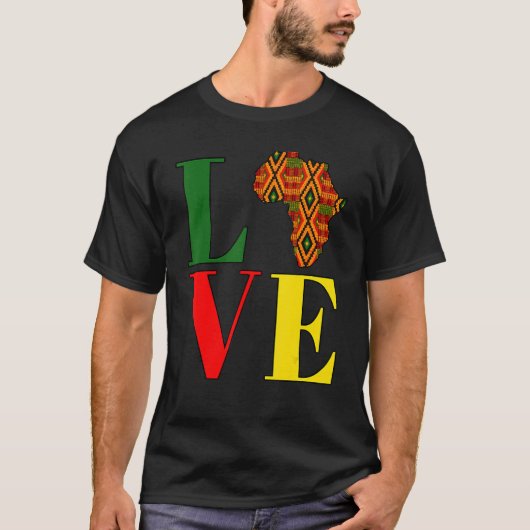 Love Africa Kente Afrocentric Black History Month  T-shirt (Voorkant)