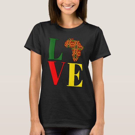 Love Africa Kente Afrocentric Black History Month  T-shirt (Voorkant)