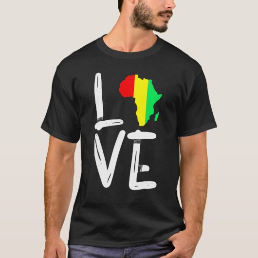 LOVE Africa Map Black History Month African Pride  T-shirt (Voorkant)