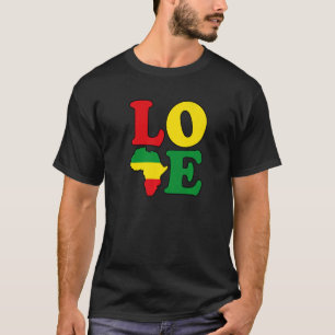 Love Africa Map met pan Afrikaanse kleuren zwarte T-shirt