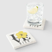 LOVE Aiea Hawaii Yellow Hibiscus Stenen Onderzetter (Zijkant)