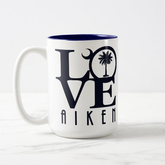 LOVE Aiken South Carolina 15oz Tweekleurige Koffiemok (Links)