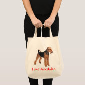 Love Airedale Terrier Puppy Dog Grocery Totebag Tote Bag (Voorkant (product))