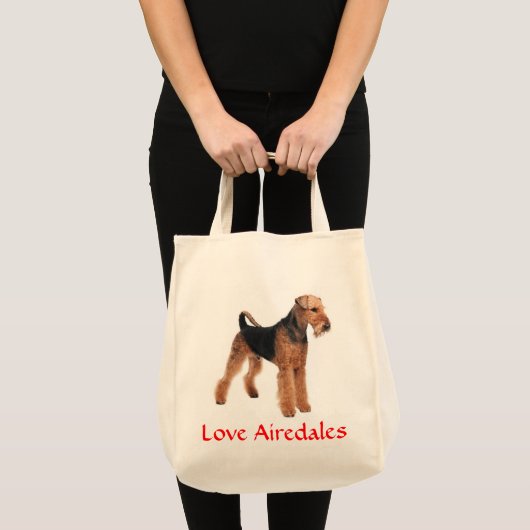 Love Airedale Terrier Puppy Dog Grocery Totebag Tote Bag (Voorkant (product))